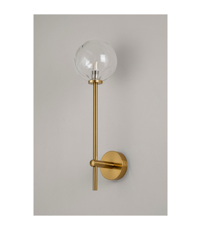 Tivoli Tall Arm Wall Light 1 Light G9 IP44 Brass Gold/Clear Waved Round Glass-8