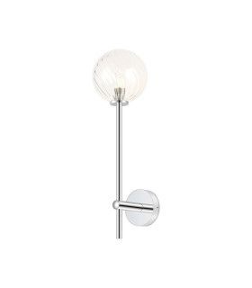 Tivoli Tall Arm Wall Light 1 Light G9 IP44 Polished Chrome/Clear Swirl Round Glass-1