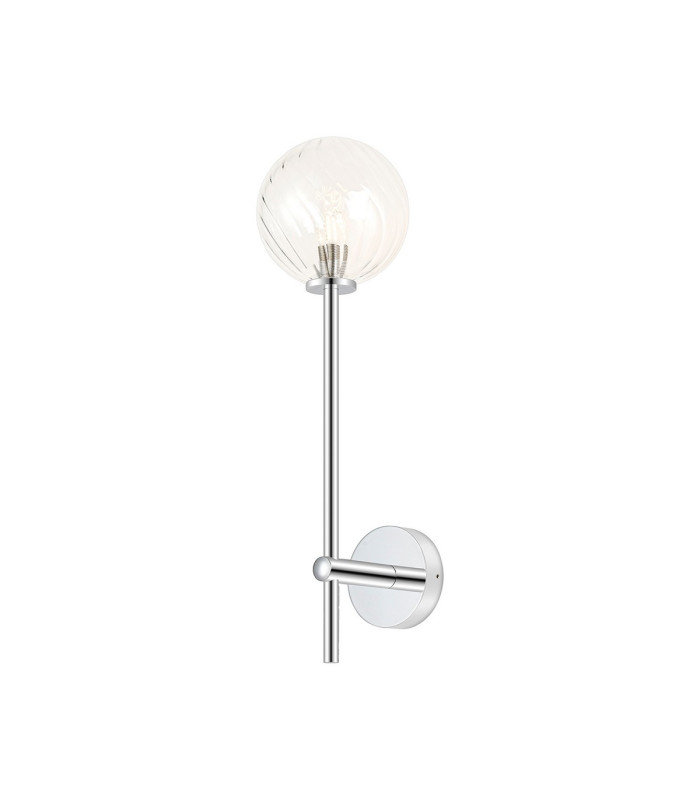 Tivoli Tall Arm Wall Light 1 Light G9 IP44 Polished Chrome/Clear Swirl Round Glass-1