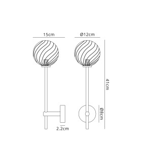 Tivoli Tall Arm Wall Light 1 Light G9 IP44 Polished Chrome/Clear Swirl Round Glass-2