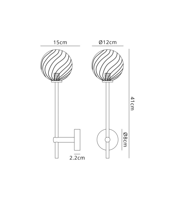 Tivoli Tall Arm Wall Light 1 Light G9 IP44 Polished Chrome/Clear Swirl Round Glass-2