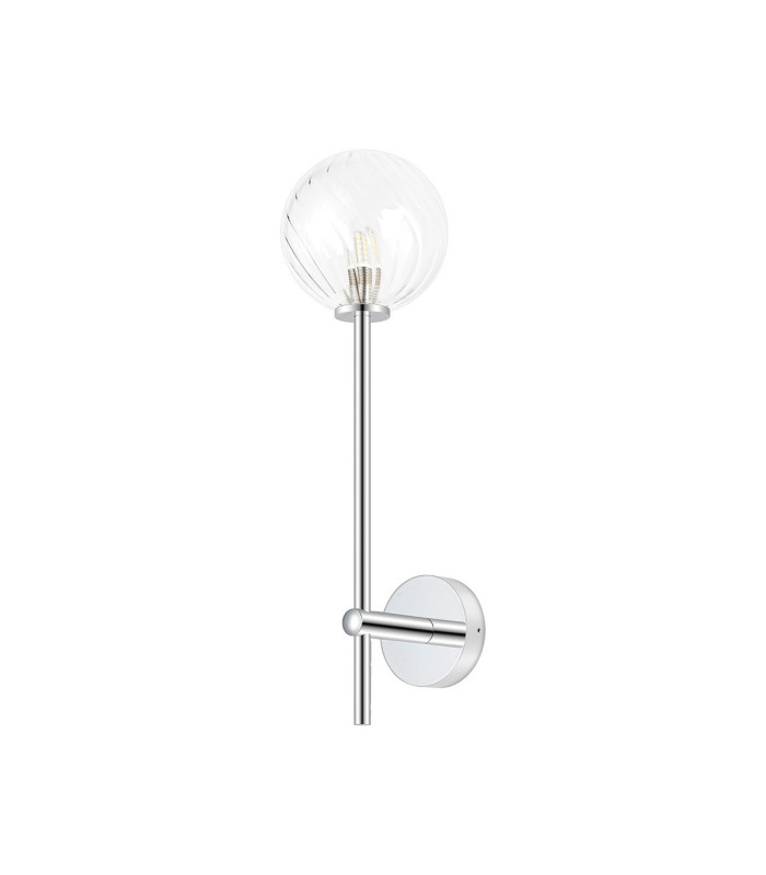 Tivoli Tall Arm Wall Light 1 Light G9 IP44 Polished Chrome/Clear Swirl Round Glass-4
