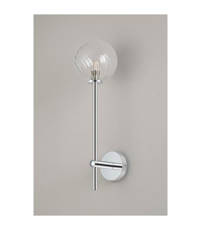 Tivoli Tall Arm Wall Light 1 Light G9 IP44 Polished Chrome/Clear Swirl Round Glass-7