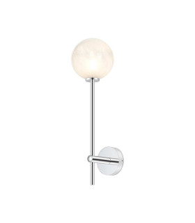 Tivoli Tall Arm Wall Light 1 Light G9 IP44 Polished Chrome/White Two-Tone Snow Specks Round Glass-1