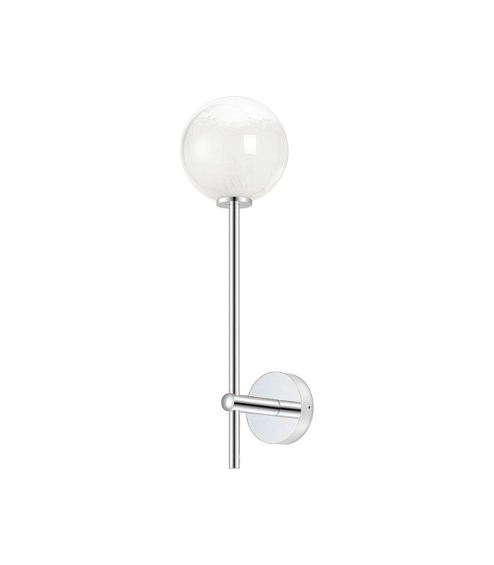 Tivoli Tall Arm Wall Light 1 Light G9 IP44 Polished Chrome/White Two-Tone Snow Specks Round Glass-4