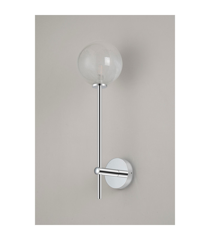 Tivoli Tall Arm Wall Light 1 Light G9 IP44 Polished Chrome/White Two-Tone Snow Specks Round Glass-7