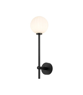Tivoli Tall Arm Wall Light 1 Light G9 IP44 Satin Black/Opal Round Segment Glass-1