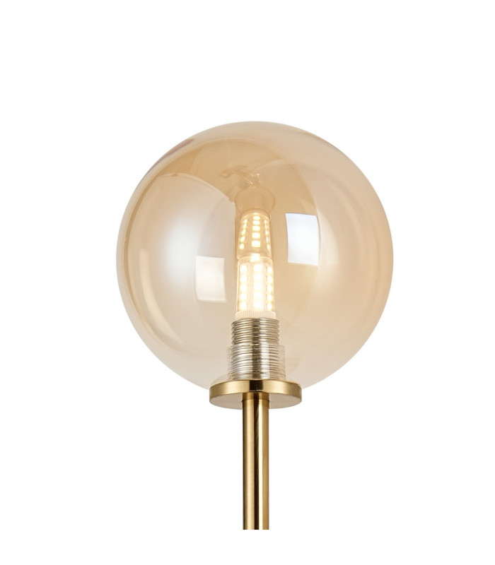 Tivoli Tall Arm Wall Light 2 Light G9 IP44 Brass Gold/Amber Smooth Round Glass-7