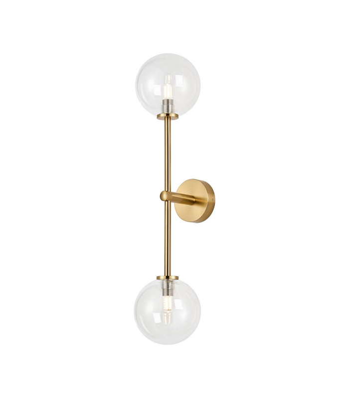 Tivoli Tall Arm Wall Light 2 Light G9 IP44 Brass Gold/Clear Smooth Round Glass-1