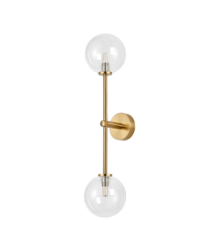 Tivoli Tall Arm Wall Light 2 Light G9 IP44 Brass Gold/Clear Smooth Round Glass-4