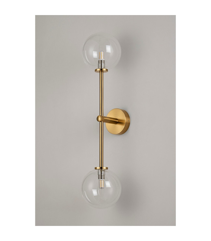 Tivoli Tall Arm Wall Light 2 Light G9 IP44 Brass Gold/Clear Smooth Round Glass-10