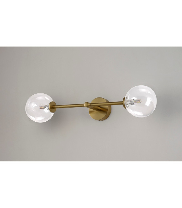 Tivoli Tall Arm Wall Light 2 Light G9 IP44 Brass Gold/Clear Smooth Round Glass-12