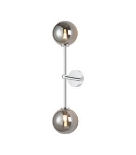 Tivoli Tall Arm Wall Light 2 Light G9 IP44 Polished Chrome/Smoke Smooth Round Glass-1