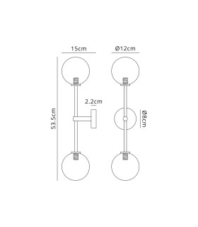 Tivoli Tall Arm Wall Light 2 Light G9 IP44 Polished Chrome/Smoke Smooth Round Glass-2