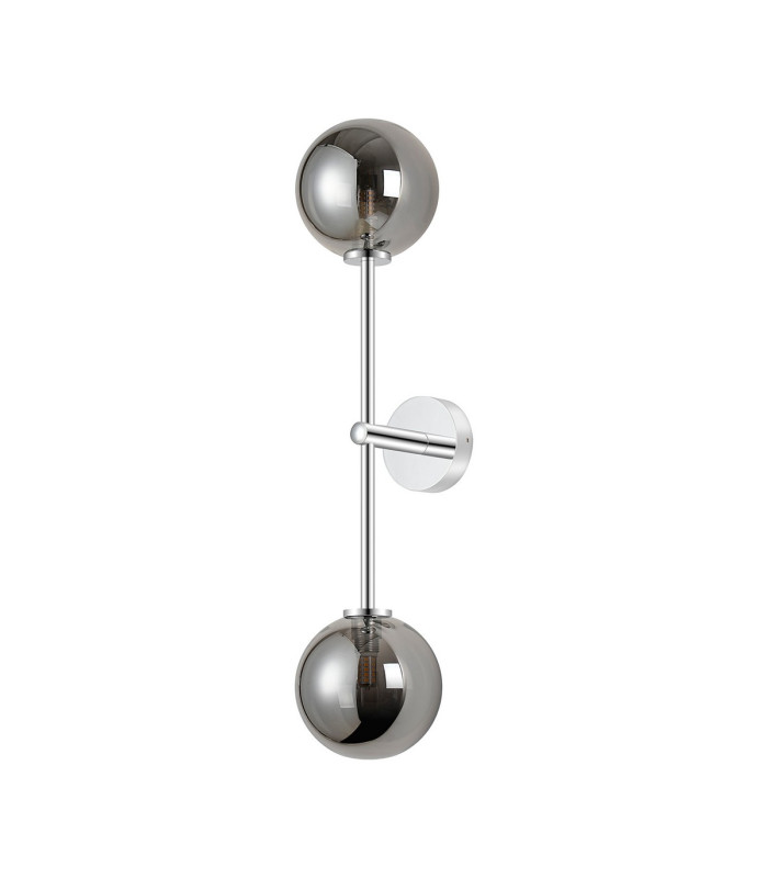 Tivoli Tall Arm Wall Light 2 Light G9 IP44 Polished Chrome/Smoke Smooth Round Glass-4