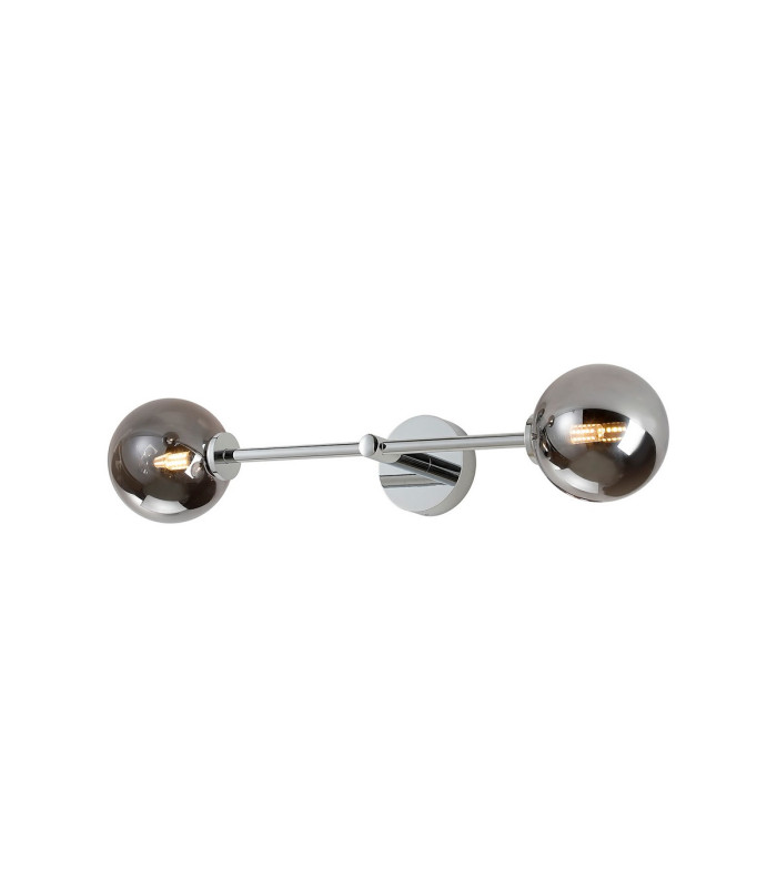 Tivoli Tall Arm Wall Light 2 Light G9 IP44 Polished Chrome/Smoke Smooth Round Glass-5