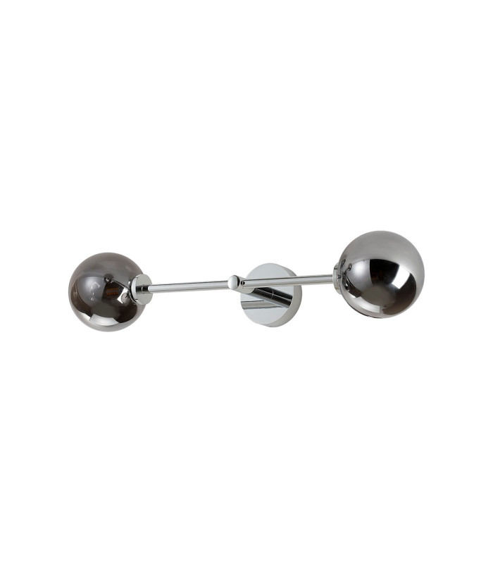 Tivoli Tall Arm Wall Light 2 Light G9 IP44 Polished Chrome/Smoke Smooth Round Glass-9