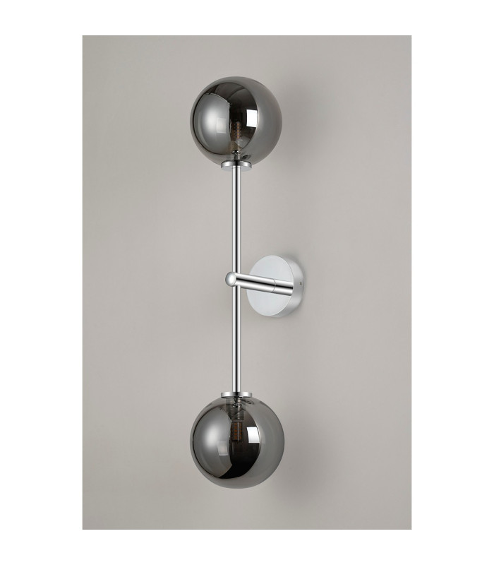 Tivoli Tall Arm Wall Light 2 Light G9 IP44 Polished Chrome/Smoke Smooth Round Glass-10