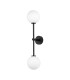 Tivoli Tall Arm Wall Light 2 Light G9 IP44 Satin Black/Opal Smooth Round Glass-4