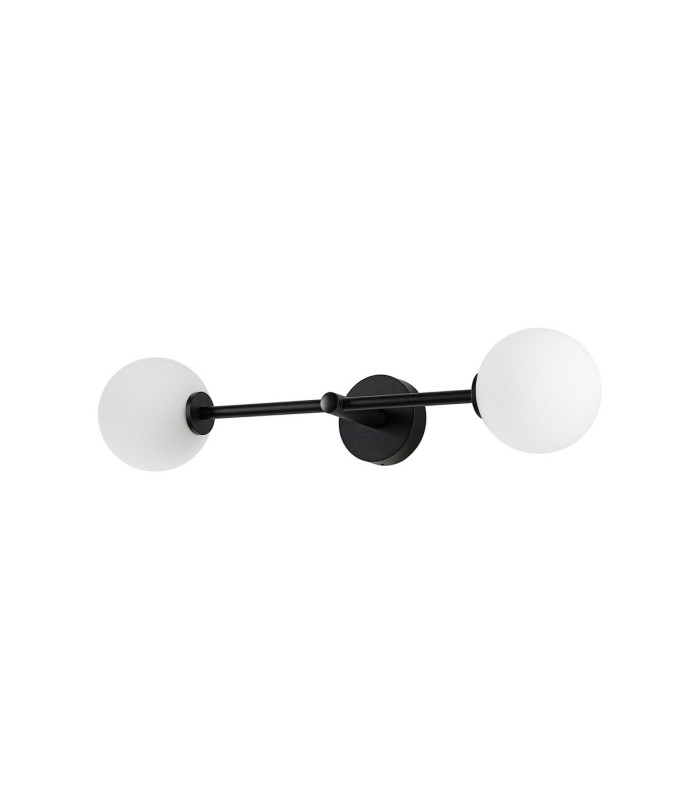 Tivoli Tall Arm Wall Light 2 Light G9 IP44 Satin Black/Opal Smooth Round Glass-9