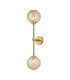 Tivoli Tall Arm Wall Light 2 Light G9 IP44 Brass Gold/Amber Ribbed Round Glass-1
