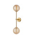 Tivoli Tall Arm Wall Light 2 Light G9 IP44 Brass Gold/Amber Ribbed Round Glass-4