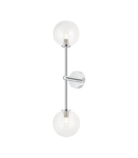 Tivoli Tall Arm Wall Light 2 Light G9 IP44 Polished Chrome/Clear Ribbed Round Glass-1