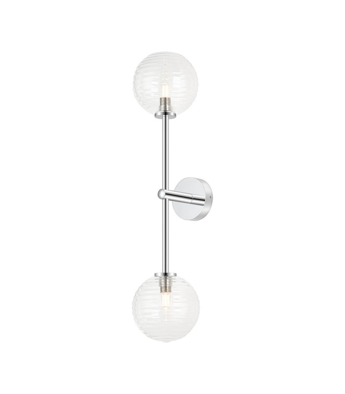 Tivoli Tall Arm Wall Light 2 Light G9 IP44 Polished Chrome/Clear Ribbed Round Glass-1
