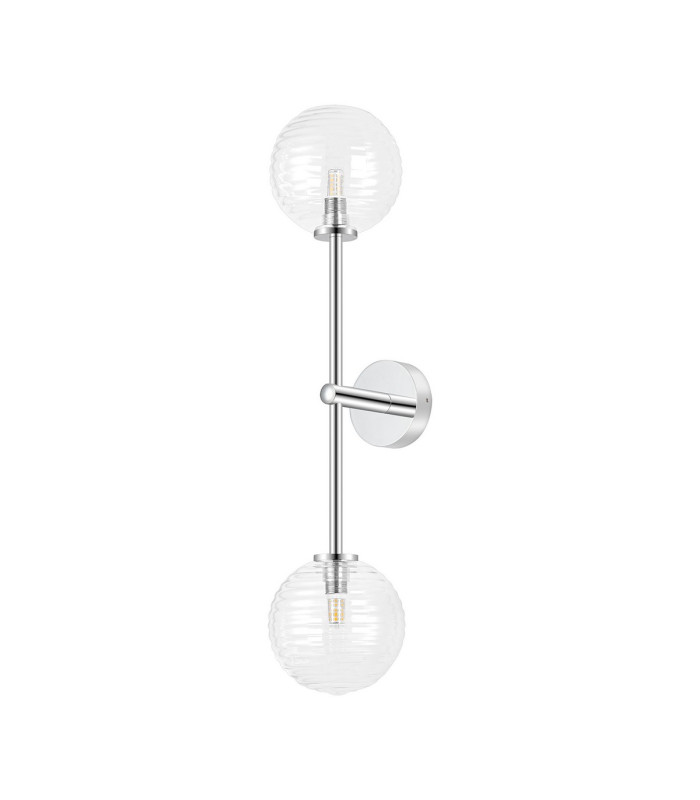 Tivoli Tall Arm Wall Light 2 Light G9 IP44 Polished Chrome/Clear Ribbed Round Glass-4