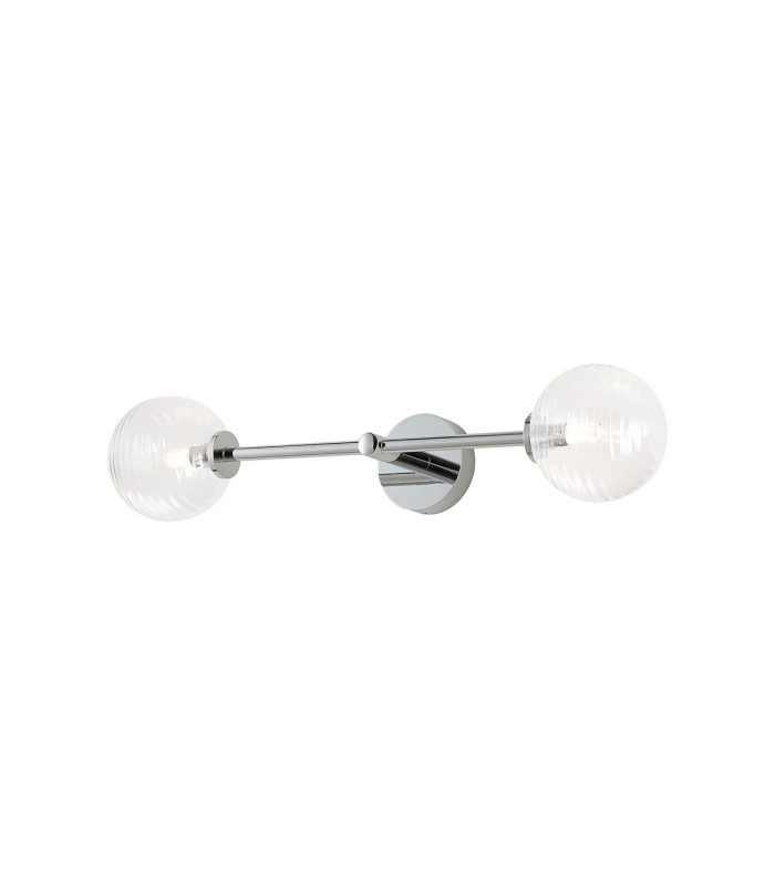 Tivoli Tall Arm Wall Light 2 Light G9 IP44 Polished Chrome/Clear Ribbed Round Glass-5