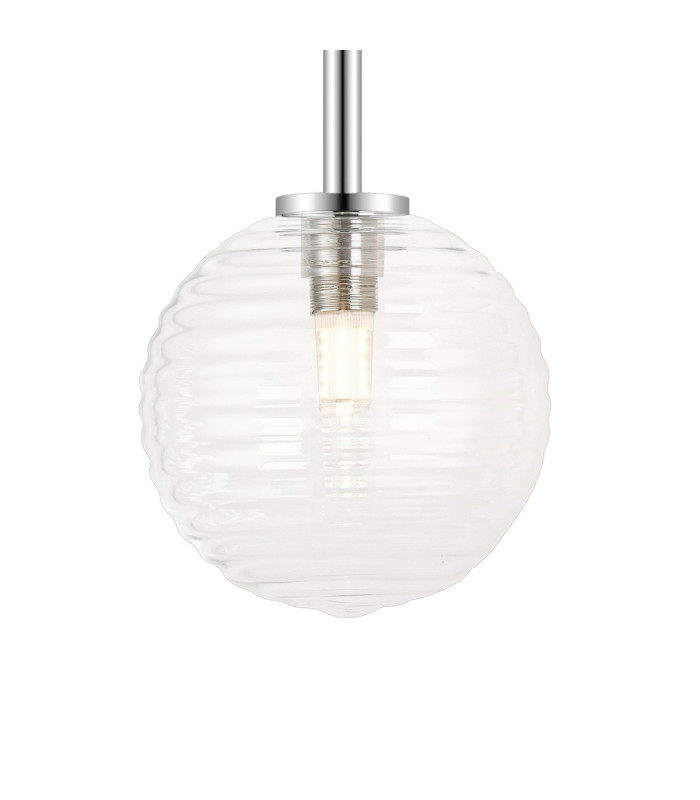 Tivoli Tall Arm Wall Light 2 Light G9 IP44 Polished Chrome/Clear Ribbed Round Glass-6