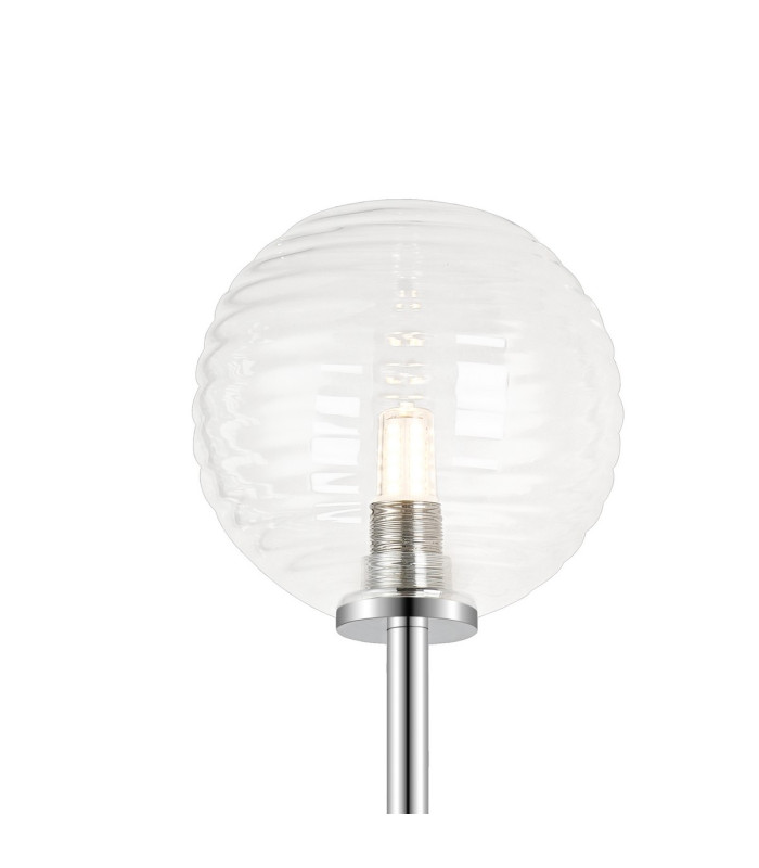 Tivoli Tall Arm Wall Light 2 Light G9 IP44 Polished Chrome/Clear Ribbed Round Glass-7