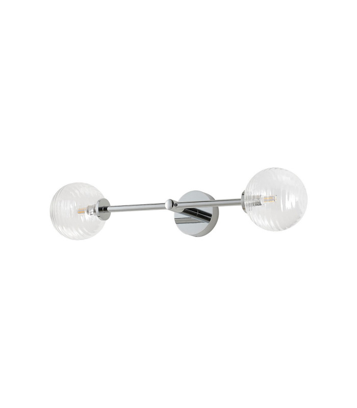 Tivoli Tall Arm Wall Light 2 Light G9 IP44 Polished Chrome/Clear Ribbed Round Glass-9