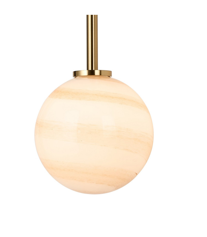 Tivoli Tall Arm Wall Light 2 Light G9 IP44 Brass Gold/Brown Round Marble Effect Glass-9