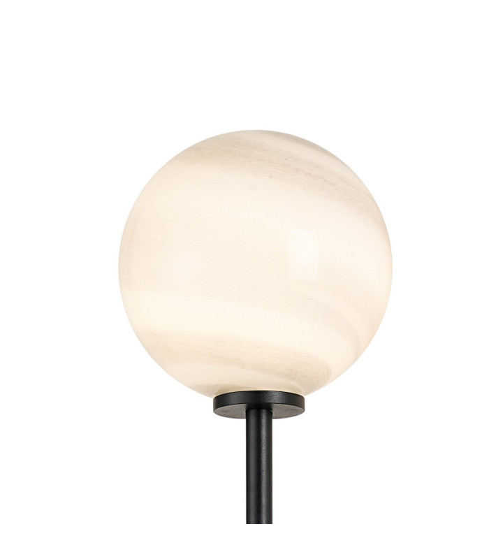 Tivoli Tall Arm Wall Light 2 Light G9 IP44 Satin Black/Grey Round Marble Effect Glass-7