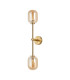 Tivoli Tall Arm Wall Light 2 Light G9 IP44 Brass Gold/Amber Smooth Tubular Glass-4