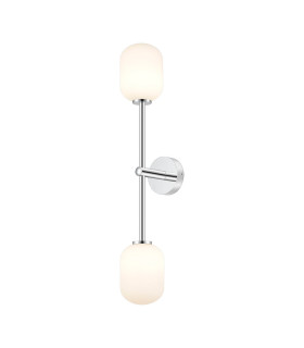 Tivoli Tall Arm Wall Light 2 Light G9 IP44 Polished Chrome/Opal Smooth Tubular Glass-1