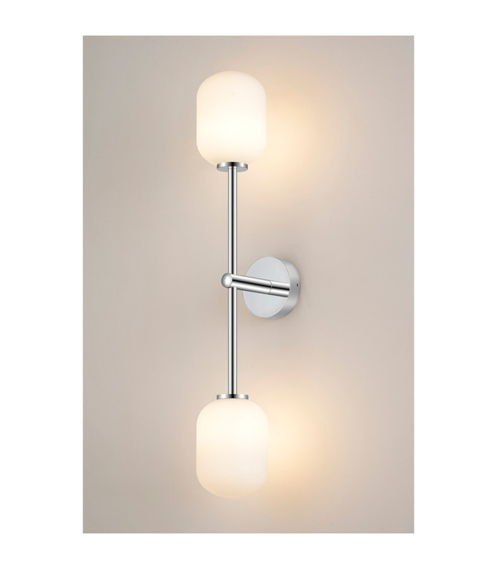 Tivoli Tall Arm Wall Light 2 Light G9 IP44 Polished Chrome/Opal Smooth Tubular Glass-3