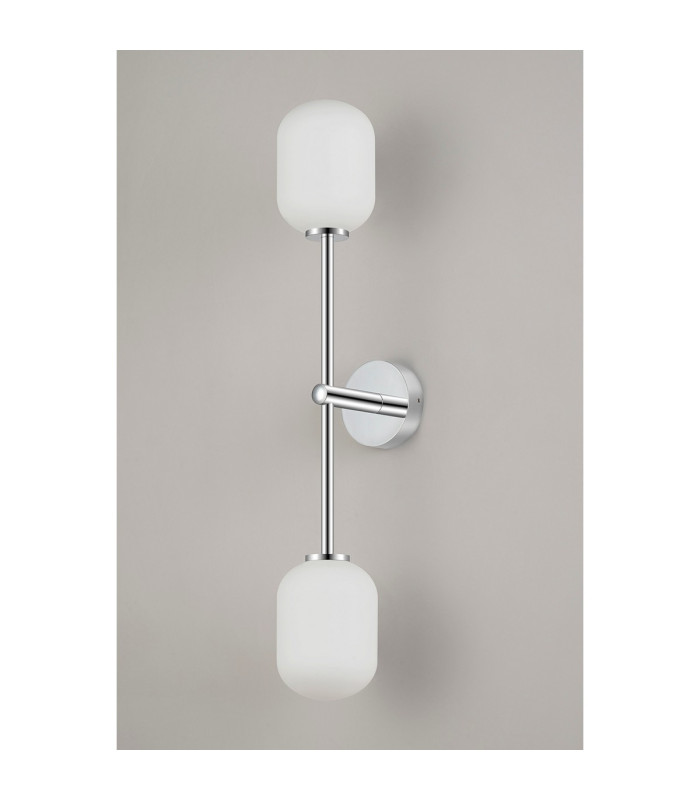 Tivoli Tall Arm Wall Light 2 Light G9 IP44 Polished Chrome/Opal Smooth Tubular Glass-10