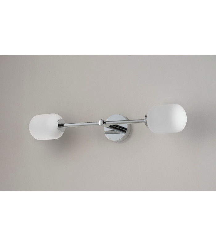 Tivoli Tall Arm Wall Light 2 Light G9 IP44 Polished Chrome/Opal Smooth Tubular Glass-12