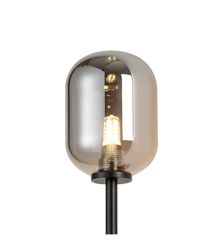Tivoli Tall Arm Wall Light 2 Light G9 IP44 Satin Black/Smoke Smooth Tubular Glass-7
