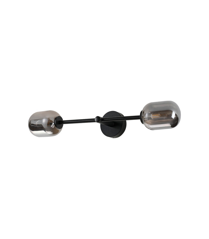 Tivoli Tall Arm Wall Light 2 Light G9 IP44 Satin Black/Smoke Smooth Tubular Glass-9