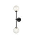 Tivoli Tall Arm Wall Light 2 Light G9 IP44 Satin Black/Clear Cross Pattern Round Glass-1