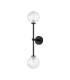 Tivoli Tall Arm Wall Light 2 Light G9 IP44 Satin Black/Clear Cross Pattern Round Glass-4