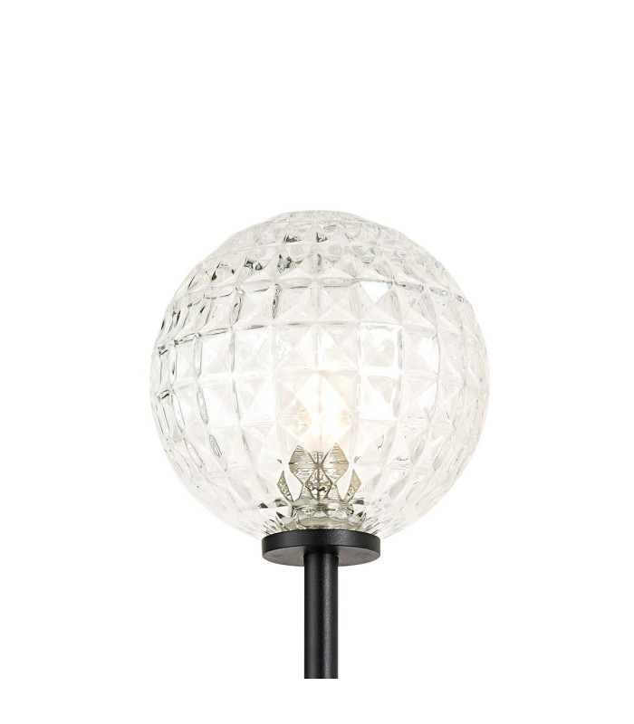 Tivoli Tall Arm Wall Light 2 Light G9 IP44 Satin Black/Clear Cross Pattern Round Glass-7