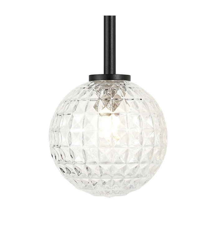 Tivoli Tall Arm Wall Light 2 Light G9 IP44 Satin Black/Clear Cross Pattern Round Glass-9