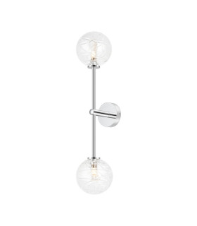 Tivoli Tall Arm Wall Light 2 Light G9 IP44 Polished Chrome/Clear Dune Effect Round Glass-1