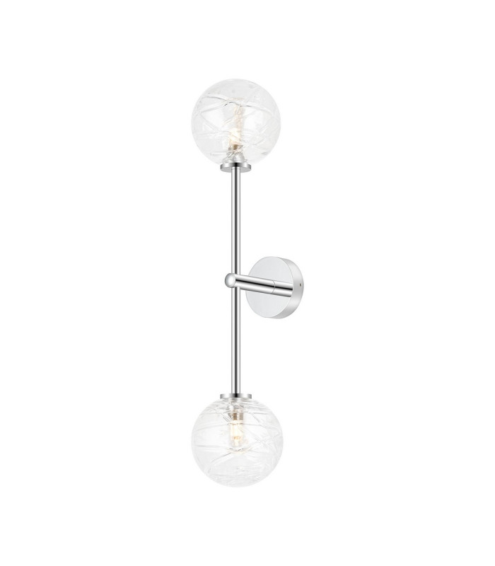 Tivoli Tall Arm Wall Light 2 Light G9 IP44 Polished Chrome/Clear Dune Effect Round Glass-1