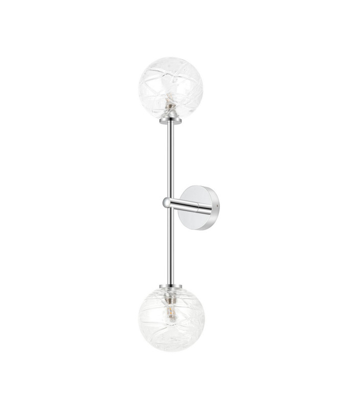 Tivoli Tall Arm Wall Light 2 Light G9 IP44 Polished Chrome/Clear Dune Effect Round Glass-4