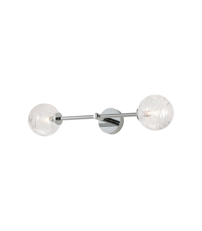 Tivoli Tall Arm Wall Light 2 Light G9 IP44 Polished Chrome/Clear Dune Effect Round Glass-5